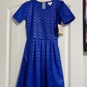 LuLaRoe Amelia Dress NWT Blue Chevron